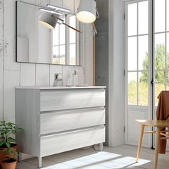 Meuble de salle de bain 60cm simple vasque - 3 tiroirs - PALMA - hibernian (bois blanchi) 0