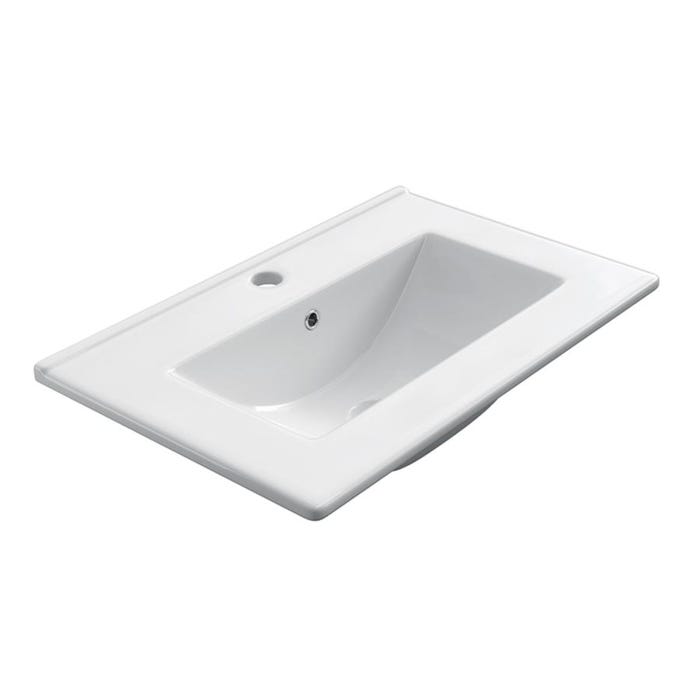 Meuble de salle de bain 60cm simple vasque - 3 tiroirs - PALMA - hibernian (bois blanchi) 6