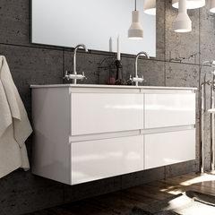Meuble de salle de bain 120cm double vasque - 4 tiroirs - BALEA - blanc 1