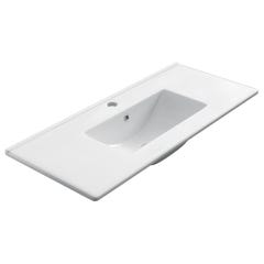 Meuble de salle de bain 100cm simple vasque - 3 tiroirs - TIRIS 3C - blanc 5