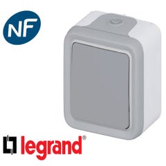 Interrupteur ou va-et-vient étanche PLEXO complet IP55 saillie gris simple - LEGRAND - 069711 1