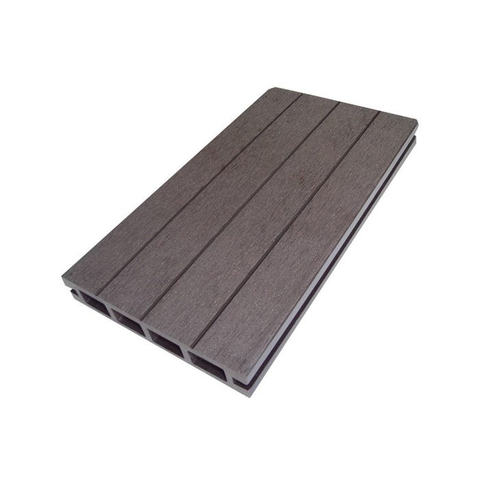 Lame terrasse bois composite alvéolaire Qualita - Chocolat, L : 360 cm, l : 14 cm, E : 25mm 0