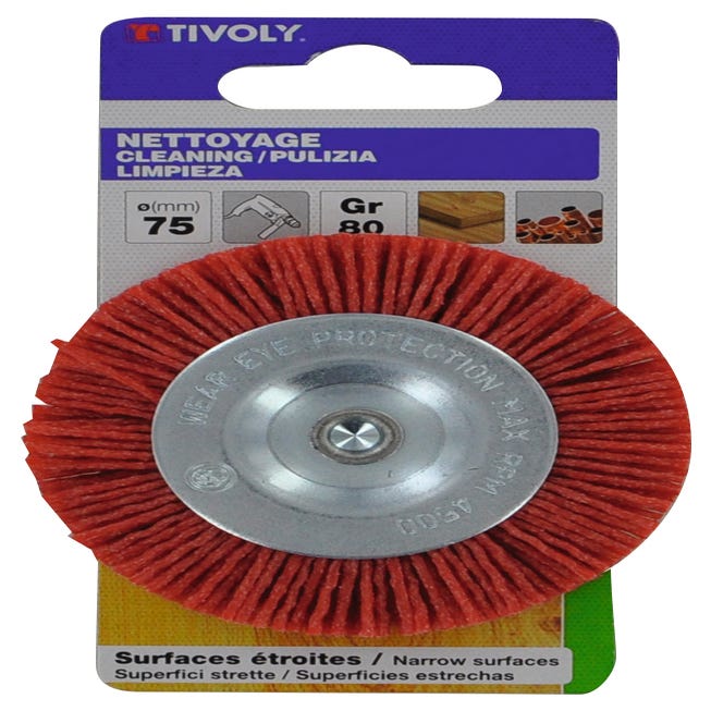 Polybrosse rouge circulaire pour bois TIVOLY, Diam.75 mm 1