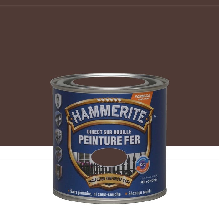 Peinture fer extérieur Direct sur rouille HAMMERITE châtaigne martelé 0.25 l 0