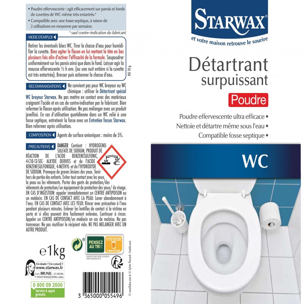 Détartrant poudre sanitaire STARWAX 1 kg 1