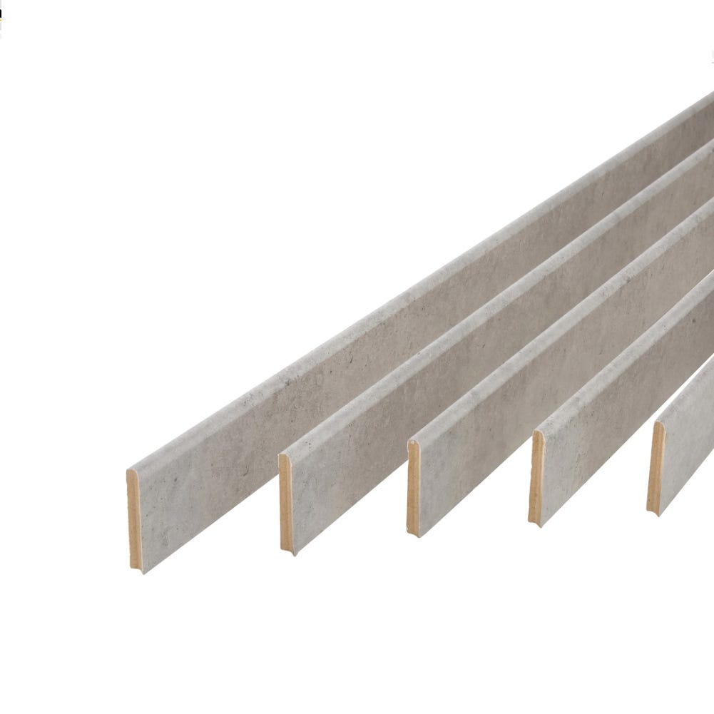 Pack de 5 plinthes bord arrondi MDF Revêtues gris D5 2200 x 68 x 9 mm PEFC 70% 1