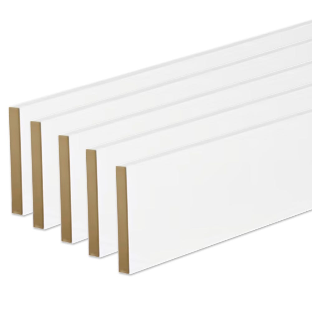 Pack de 5 plinthes bord carré MDF revêtues blanc 2200 x 68 x 9 mm PEFC 70% 1