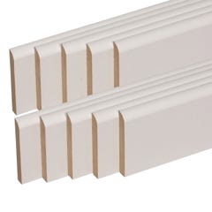 Pack de 10 plinthes bord arrondi MDF revêtues blanc 2200 x 35 x 10 mm PEFC 70% 1