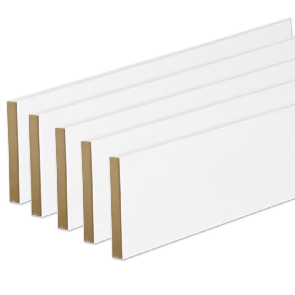 Pack de 5 plinthes bord carré MDF revêtues blanc 2200 x 96 x 9 mm PEFC 70% 1