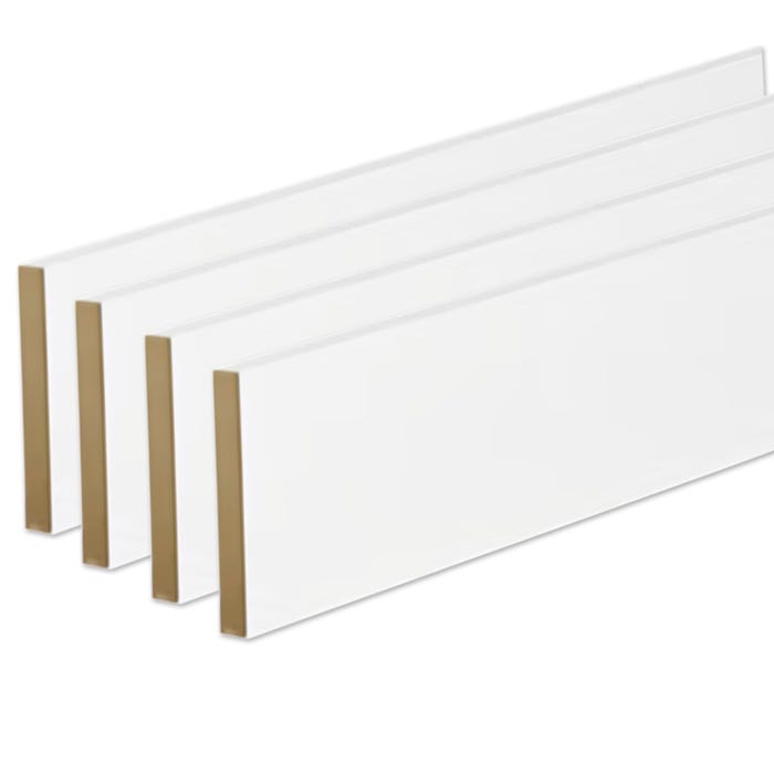 Pack de 4 plinthes bord carré MDF revêtues blanc 2200 x 68 x 12 mm PEFC 70% 1