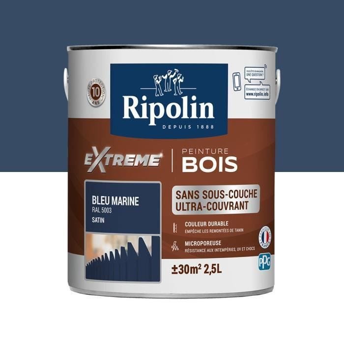 Ripolin Peinture Pour Pour Bois Interieur + Exterieur - Bleu Marine Ral 5003 Satin, 2,5l 0