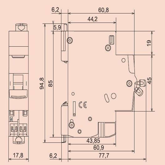 Disjoncteur DNX³ 4500 4,5 kA courbe C Vis/vis 25A Legrand 1