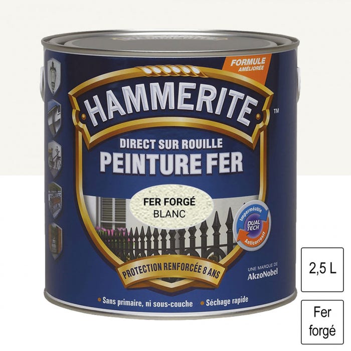 Peinture fer Direct sur Rouille Blanc forgé 2,5L HAMMERITE 0