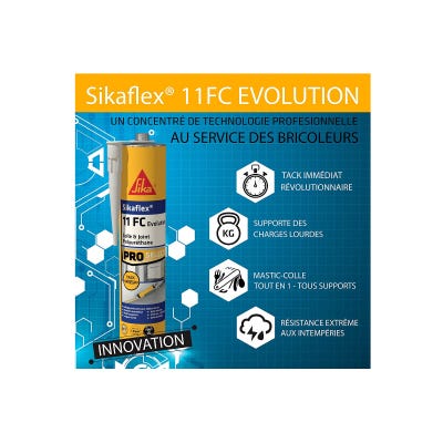 Lot de 6 mastics colle SIKA Sikaflex 11 FC+ Evolution - Marron - 300ml