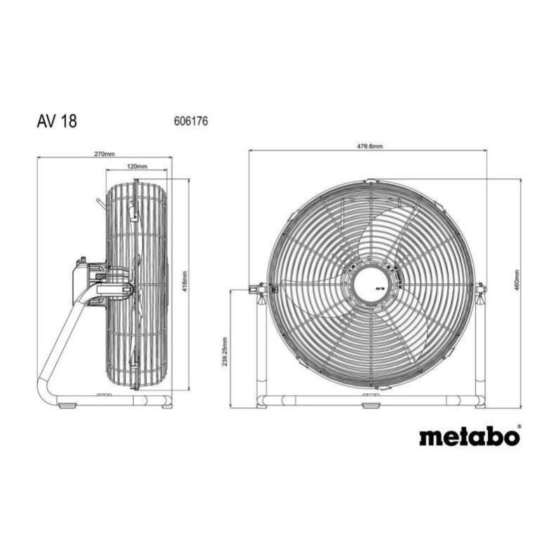 Ventilateur sans fil - METABO - AV 18 - 18 V - Carton 2