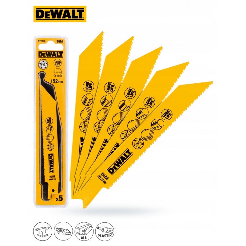 Dewalt DT2348-QZ Lame de scie sabre BIM pour la coupe du bois avec métal 152mm Profondeur 12mm 0