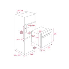 Four Intégrable Teka Hbb435ss 72l 2593w Noir Acier Inoxydable 1