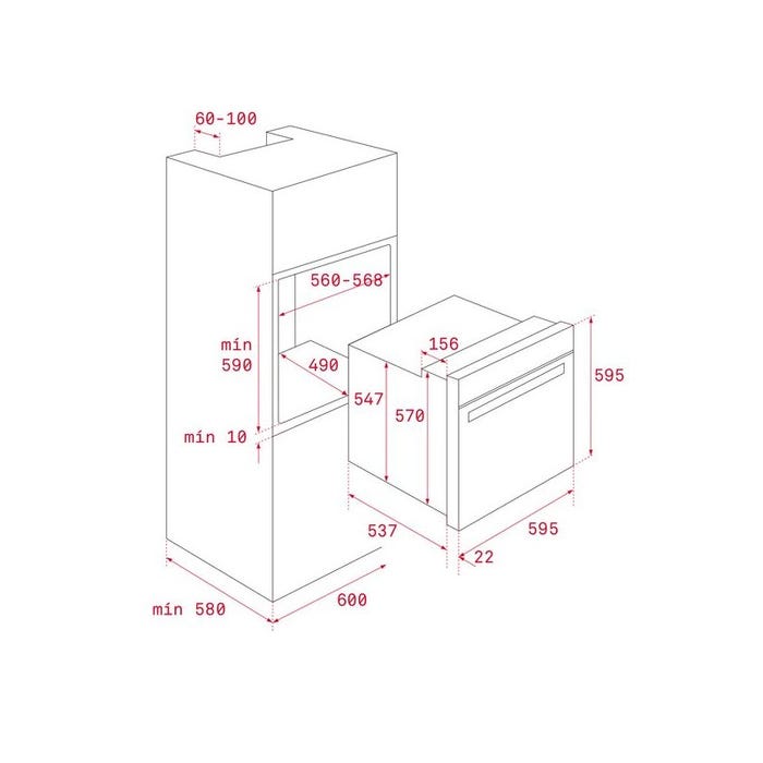 Four Intégrable Teka Hbb435ss 72l 2593w Noir Acier Inoxydable 1