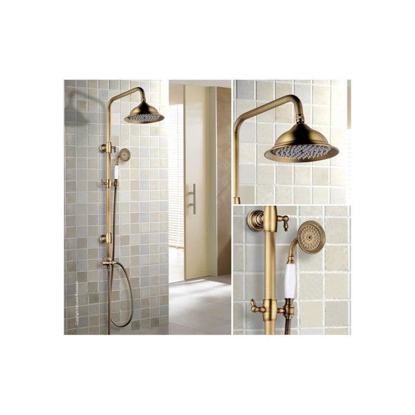 Colonne de douche avec robinetterie en cuivre brossé bronze pour salle de  bains rétro