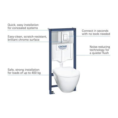 Pack WC suspendu compact sans bride VILLEROY ET BOCH O.novo + abattant +  plaque blanche + bâti ❘ Bricoman