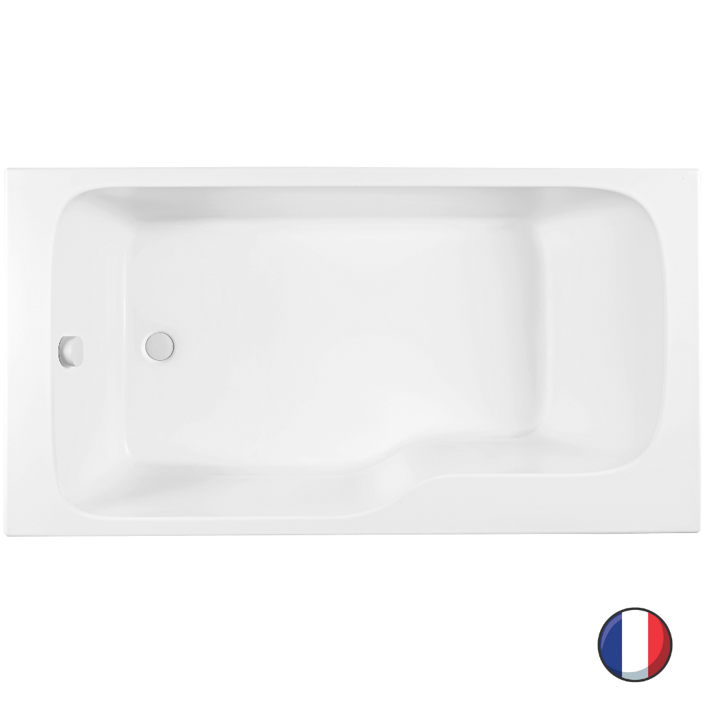 Baignoire bain douche JACOB DELAFON Malice, 160 x 85 cm version Droite,  Blanc mat