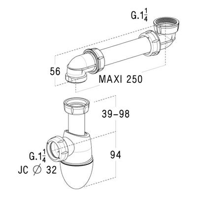 Easyphon, siphon de lavabo avec joints intégrés