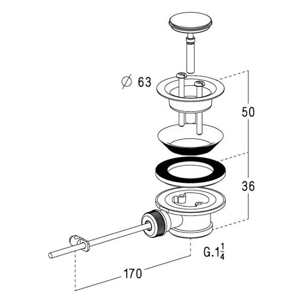 NICOLL Bonde lave-main automatique laiton chromé mat/plat.inox 1