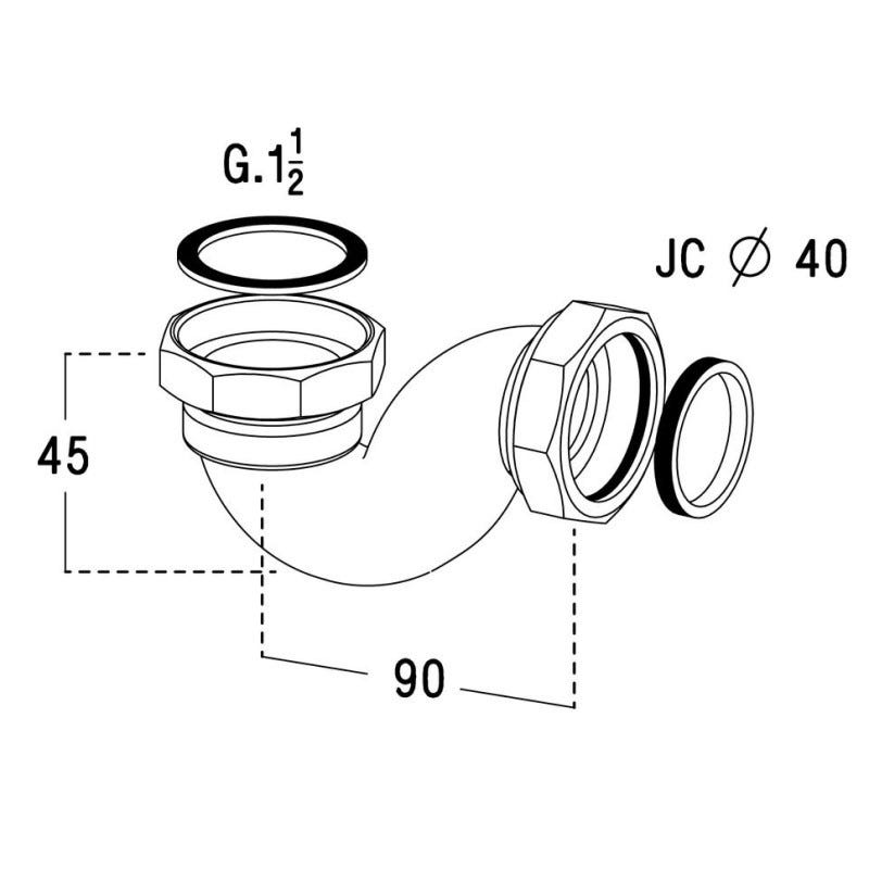 Siphon de baignoire Nicoll - Ø40mm - Forme P - Laiton 1