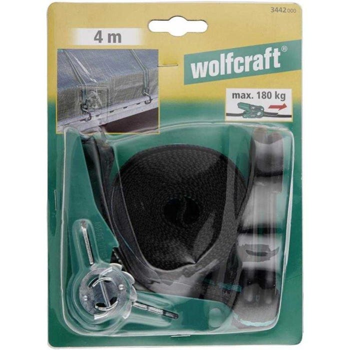 WOLFCRAFT - 1 Sangle a cliquet 2 crochets 4m - résistance : 180kg 1