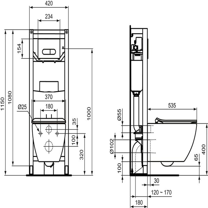 Bâti-support WC PROSYS autoportée mécanique, réservoir 120 mm 3