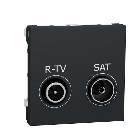 Prise R-TV / SAT Unica - 2 modules - Anthracite 0