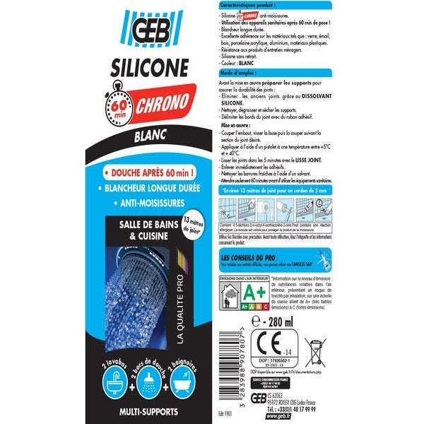 Silicone acétique sanitaire incolore pour les joints d'étanchéité anti  moisissures Semin - intérieur - cartouche de 310 ml ❘ Bricoman