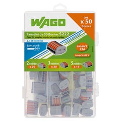 Wago- Sachet de 3 bornes S221 2 entrées fils souples et rigides 0.5 à 6mm²  ❘ Bricoman