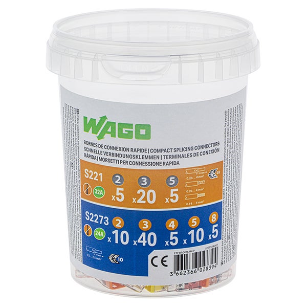 Wago- Pot de 100 mini bornes de connexion automatique 3 fils S2273