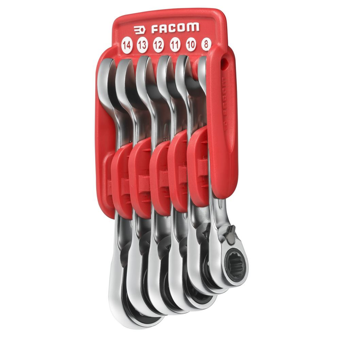 Facom – Jeu de 6 clés mixtes à cliquets courtes sur étui portatif 4