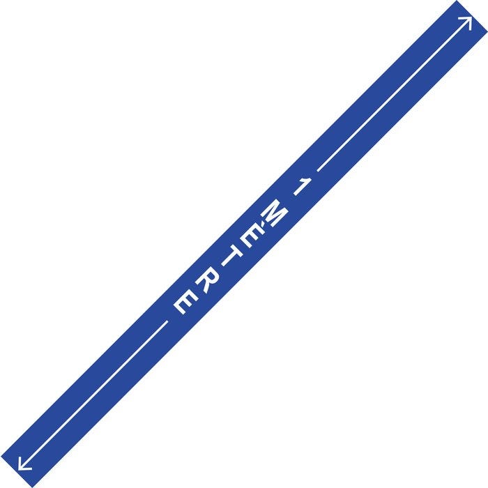 Bande verticale 1 mètre avec flèche - Spécial sol - 1000 x 70 mm - Bleu 0