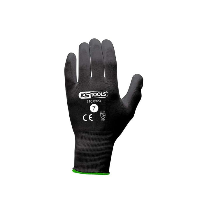 Boîte de 12 paires de gants KS TOOLS - Microfibres - Noir - Taille S - 310.0323 0