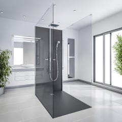 Receveur de douche gris 120 x 90 cm en résine aspect pierre - grille carrée 4