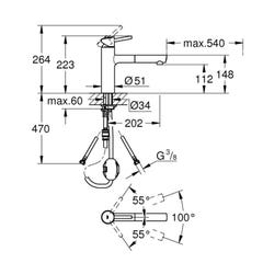 Mitigeur évier CONCETTO GROHE 31129001 - bec droit - douchette extractible - chrome 3