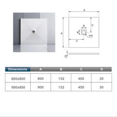 Aica Receveur De Douche 90x90cm Carré Extra Plat Blanc Antiderapantavec Une Grille En Inox 3