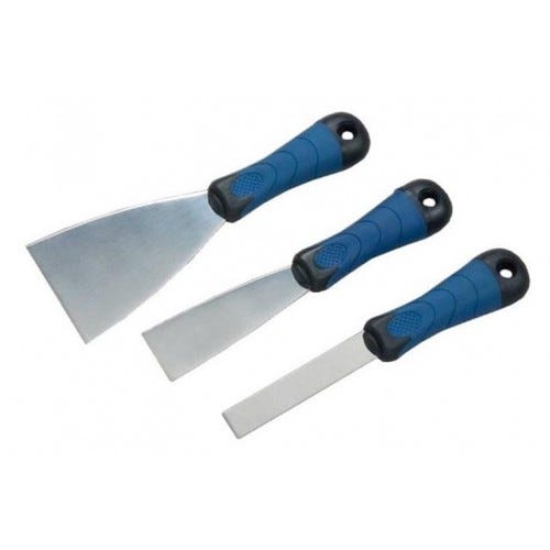 Lot 3 couteau inox à reboucher 20 - 40 - 80 mm manche bi matière L'OUTIL PARFAIT 0
