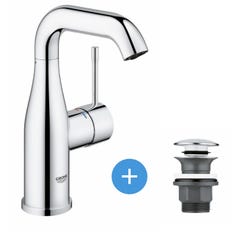 Grohe Essence Set Mitigeur monocommande 1/2" Lavabo Taille M + Bonde clic clac Grohe pour lavabo avec trop-plein (23463001-CLICCLAC) 0