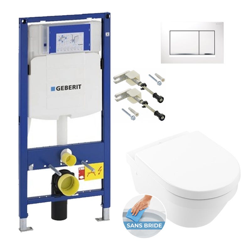Pack WC Bati-support Geberit UP320 + Cuvette Villeroy & Boch Architectura + Abattant softclose + Plaque blanche (GebArchitectura 0