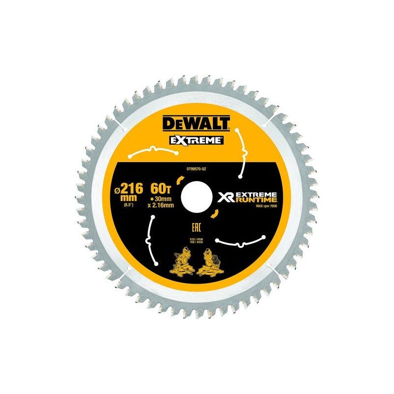 Dewalt DT99570-QZ Lame de scie circulaire stationnaire XR Runtime 216x30mm 60 dents 0