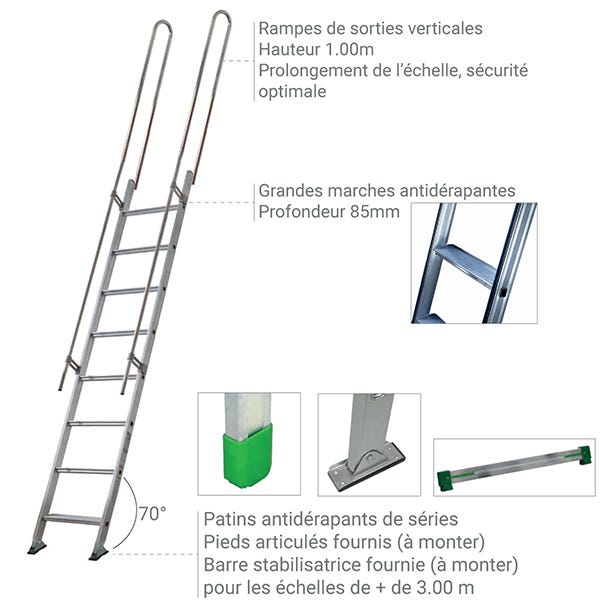 Echelle de meunier 11 marches - Hauteur à franchir 3.20m - S15/14RS 3