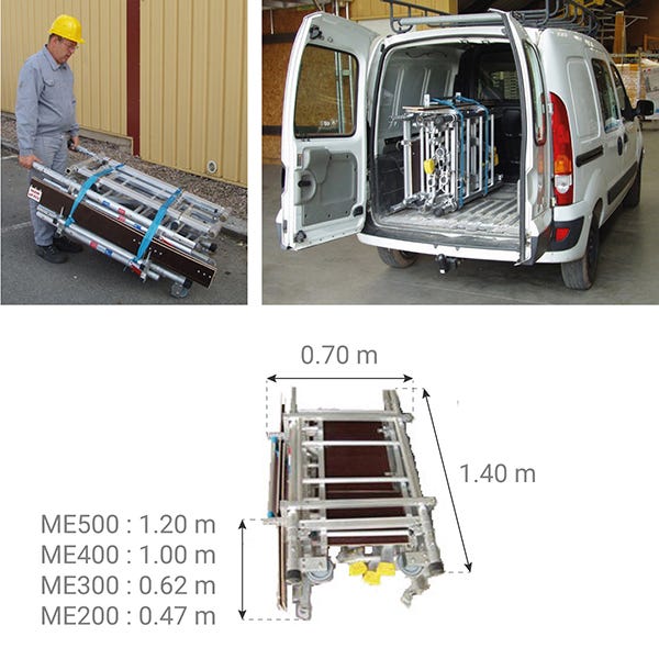Echafaudage 2.00m hauteur plateau. 4.00m de hauteur travail maximale. - ME200 2