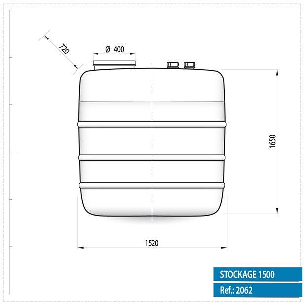 Cuve Hors-sol Rectangulaire 1500 Litres avec Bandes en Acier DS Eau Vert 1