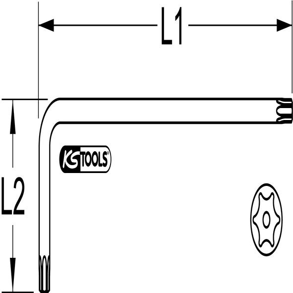 Ks Tools 151.2241 Clé Mâle Torx® Percé Courte, T6 1