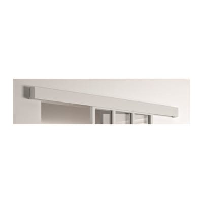Kit porte coulissante ATELIER blanc structuré + rail + cache rail - 204 x  83 cm - verre transparent - Portes - Achat & prix