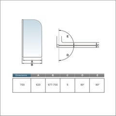 Aica Pare Baignoire 70x130cm Verre Anticalcaire Écran De Baignoire Pivotant À 180 Degrés 4